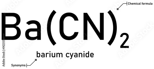 Barium cyanide chemical formula and synonyms with callout titles
