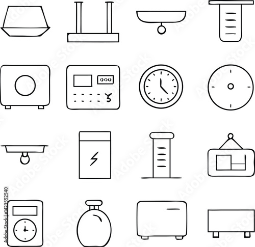 Scale Line Icon Set | Justice, Balance, Weight & Measurement Symbol Vector Art EPS Format