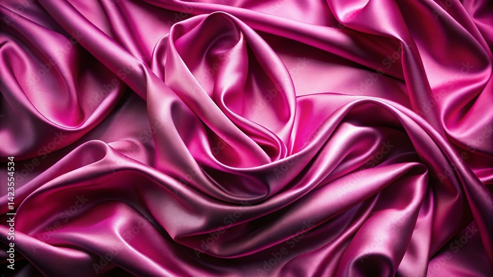 Obraz premium Panoramic Pink Satin Fabric Drape, Luxurious Soft Texture, Elegant Background