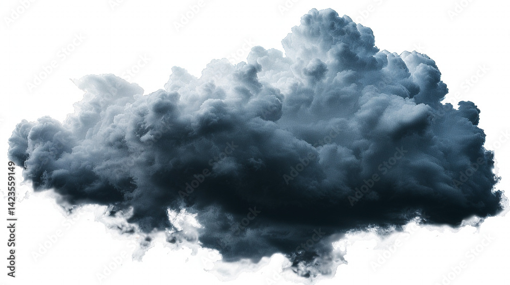 Obraz premium A dense cloud of dark, billowing smoke fills the frame, creating a dramatic and ominous visual, with the smoke's texture and form suggesting a potent and intense source