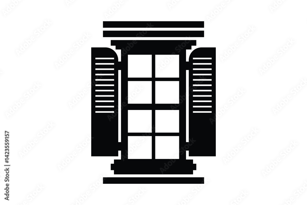 Simple window art silhouettes vector with white background Simple window art silhouettes vector with white background