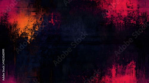 Vibrant abstract artwork featuring dark, crimson, and orange hues. photo