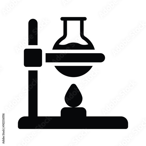 A customizable glyph style icon showing lab heating