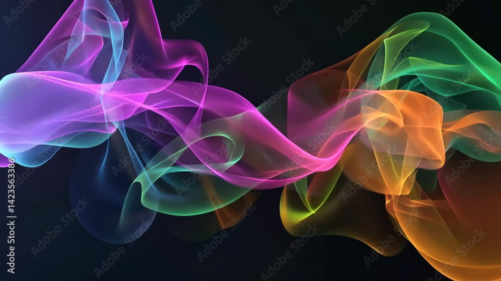 Electric Neon Green Purple Smoke Ribbon Background