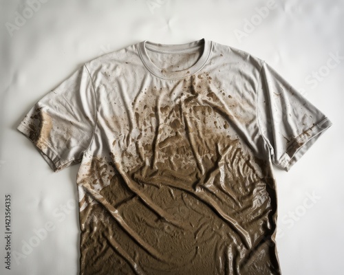 White shirt stained with mud