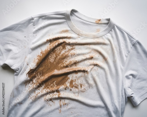 White shirt stained with mud