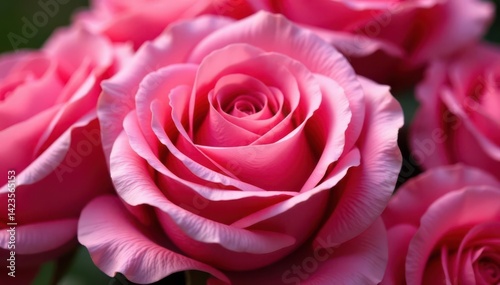 Close-up of lush pink rose bouquet, velvety petals, vibrant texture , gorgeous, bouquet, floral arrangement
