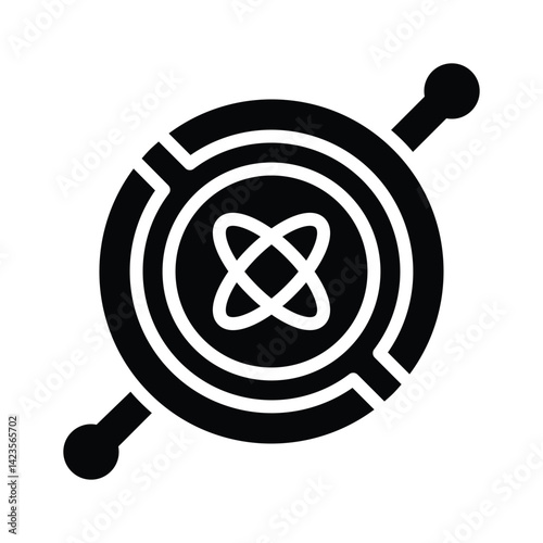 Ready to use glyph style icon showing atomic physics