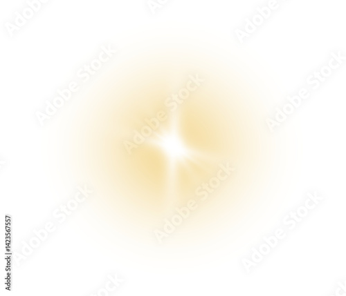 Glowing gold star light sparkle flare burst shine