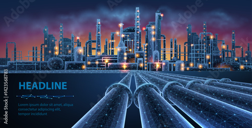 Oil factory. Gas pipeline, crude oil, power industry.