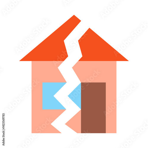 Cracked House flat icon