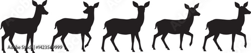 Silhouette Deer Clipart Five Black Bucks Wildlife Nature Animals