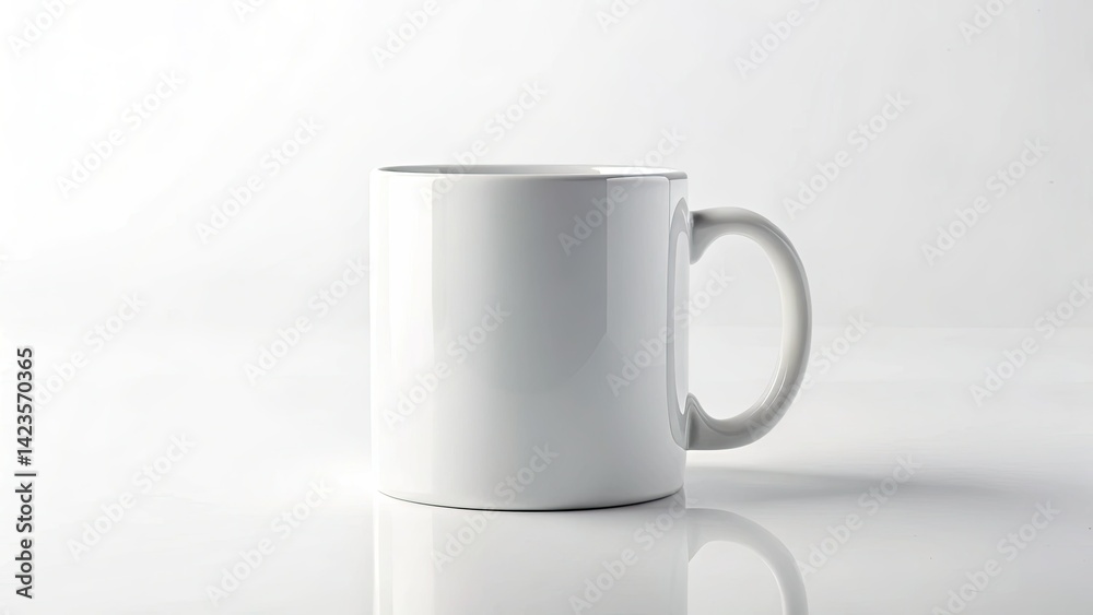 Fototapeta premium Urban Exploration Photography: White Blank Mug Mockup - Grungy City Background, Abandoned Building, Street Art