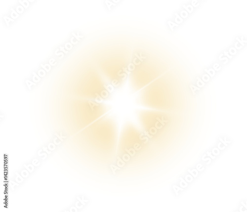 Glowing gold star light sparkle flare burst shine