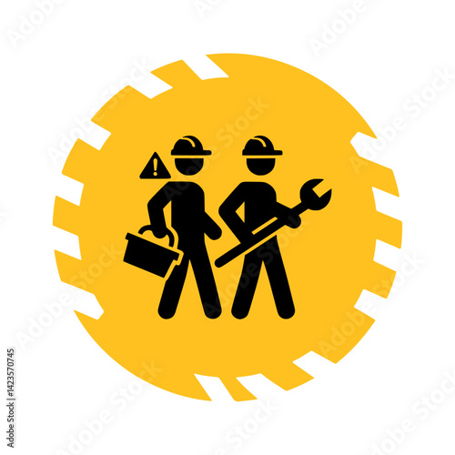 Construction work warning sign 