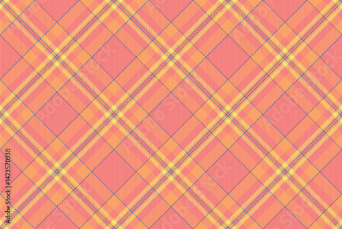 Vibrant coral and gold plaid pattern. Perfect for textile designs, websites, or fashion projects.  This seamless texture evokes warmth and a cheerful, summery aesthetic.