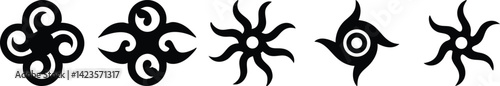 Tribal Sun Star Swirl Tattoo Designs Vector Art Graphics