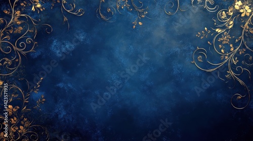 Midnight blue baroque backdrop with glowing iridescent tone