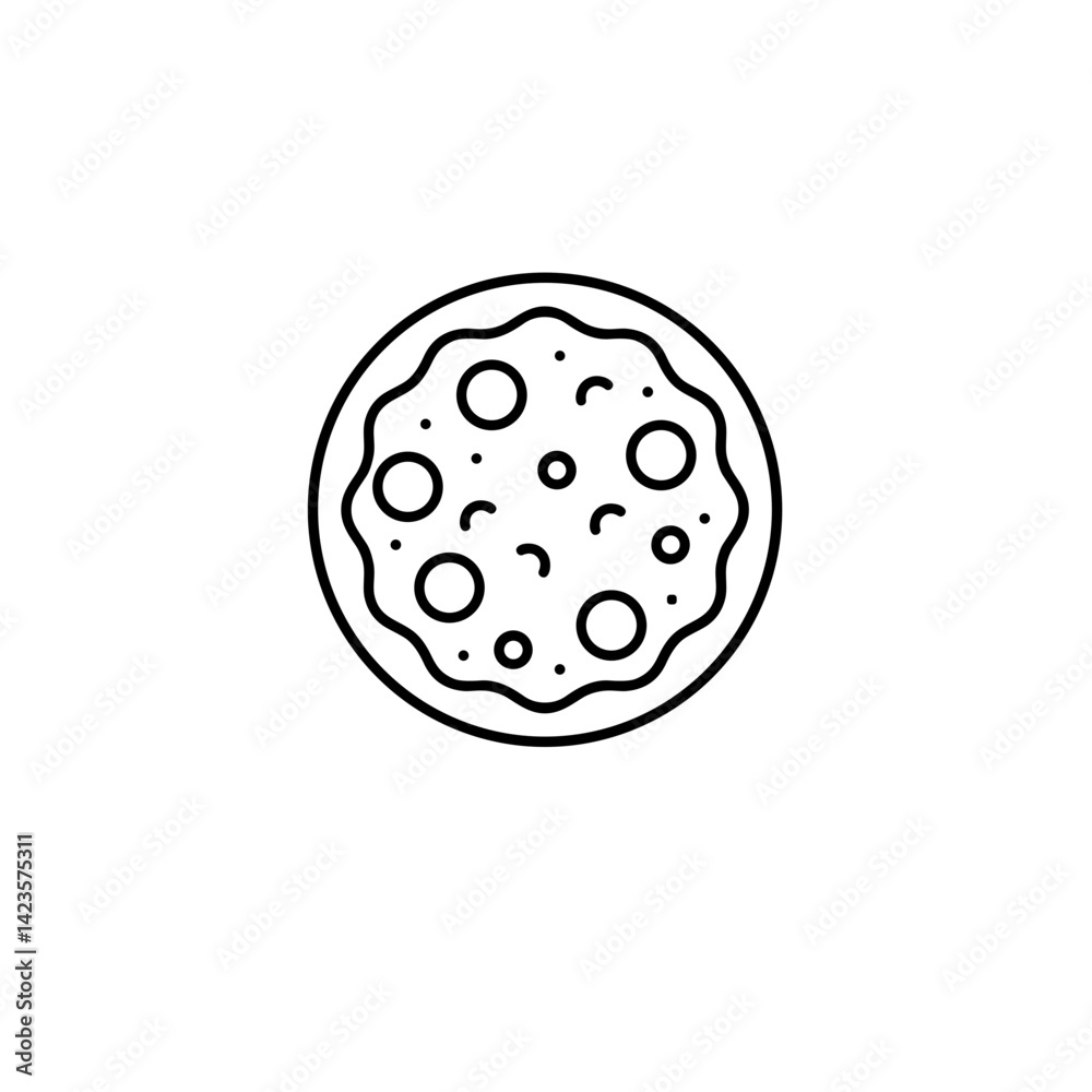 Delicious pizza on a round plate with a simple design Delicious pizza on a round plate with a simple design