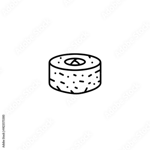Round cheese wheel icon on a white background with a simple design