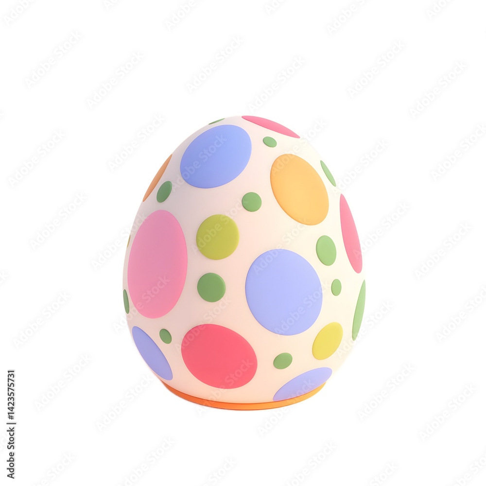 Decorated Egg with Pastel Polka Dots on White Background Decorated Egg with Pastel Polka Dots on White Background