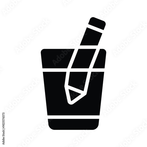 Premium glyph style icon of pencil refraction