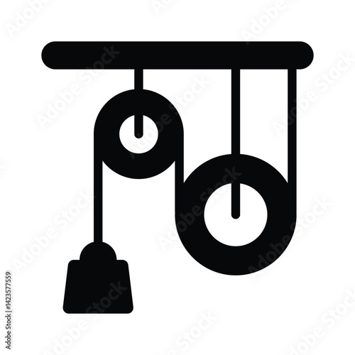 A glyph style icon of pulley experiment