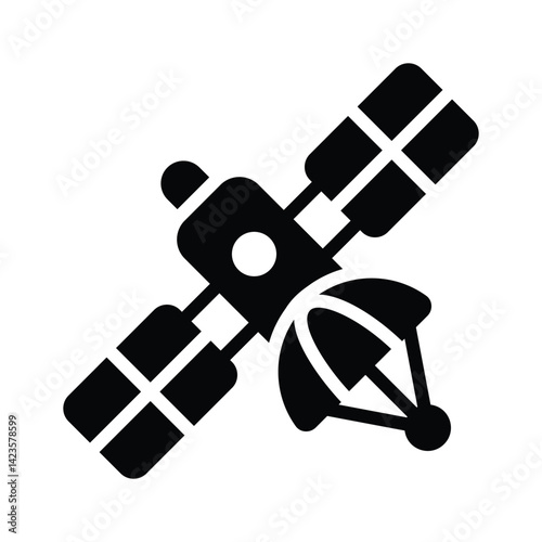 Ready to use glyph icon showing artificial satellite
