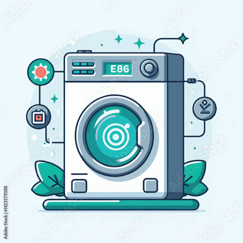 dryer, home, smart, electric, appliance, modern, machine, laundry, electronic, digital, household, line, tech, outline, washer, automatic, drying, connected, icon, equipment, lineal, smart appliances,