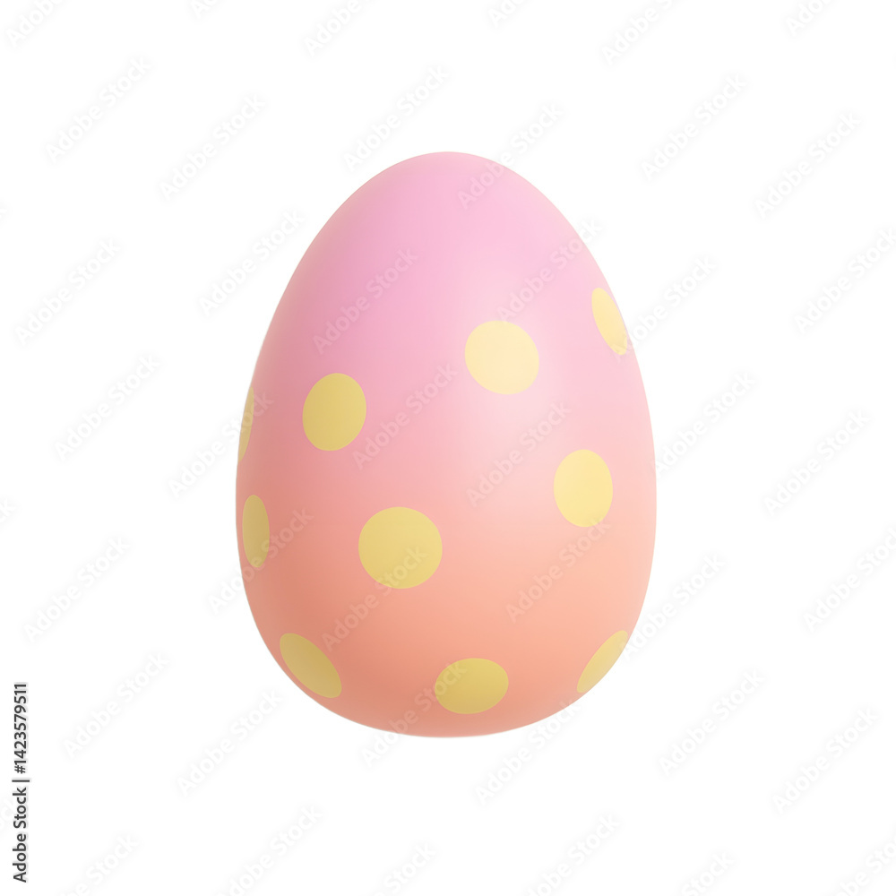 Decorated Easter Egg with Yellow Polka Dots on Pastel Background Decorated Easter Egg with Yellow Polka Dots on Pastel Background
