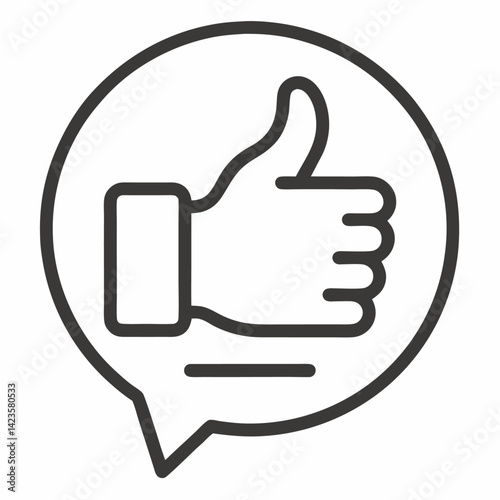 Icon design, speech bubble, thumbs up, positive feedback