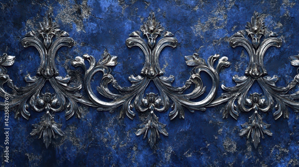 Neoclassical backdrop with blue stone and filigree lines Neoclassical backdrop with blue stone and filigree lines