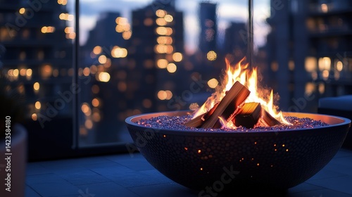 The fireplace crackles softly, casting a warm, flickering glow that dances across the room in the stillness of the night. 