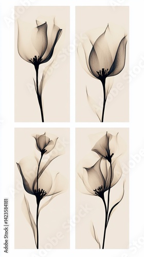 Elegant monochromatic flower collection showcasing ethereal floral beauty