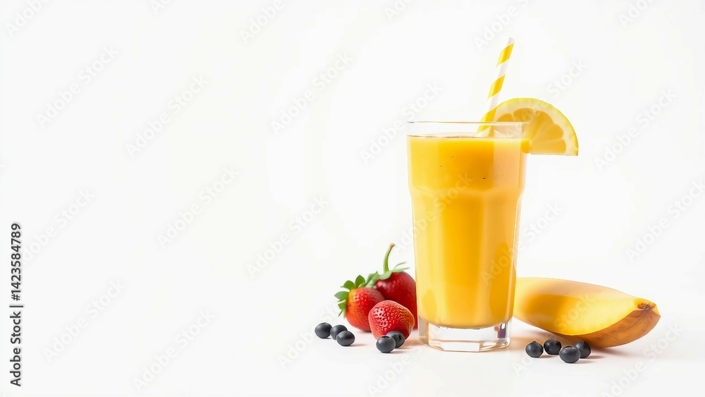 Sonnengelbe Smoothie-Kreation mit Zitrone, Banane, Erdbeeren und Heidelbeeren – fruchtig, erfrischend und voller Sommerlaune. Sonnengelbe Smoothie-Kreation mit Zitrone, Banane, Erdbeeren und Heidelbeeren – fruchtig, erfrischend und voller Sommerlaune.