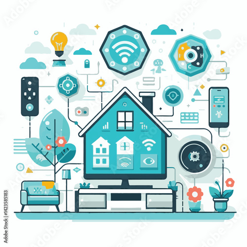 hub, home, smart, technology, internet, control, connection, house, wireless, web, digital, network, automation, device, white, computer, background, iot, system, communication, mobile, phone, data, d