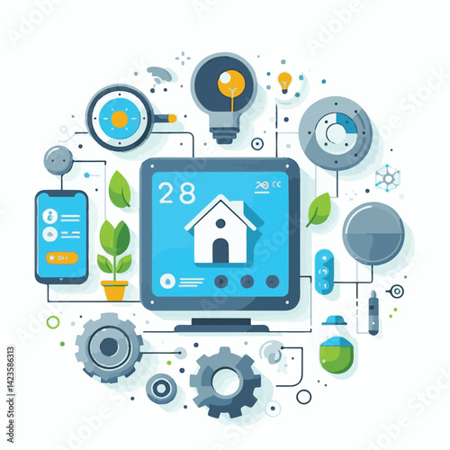 hub, home, smart, technology, internet, control, connection, house, wireless, web, digital, network, automation, device, white, computer, background, iot, system, communication, mobile, phone, data, d