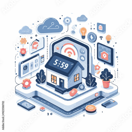 hub, home, smart, technology, internet, control, connection, house, wireless, web, digital, network, automation, device, white, computer, background, iot, system, communication, mobile, phone, data, d
