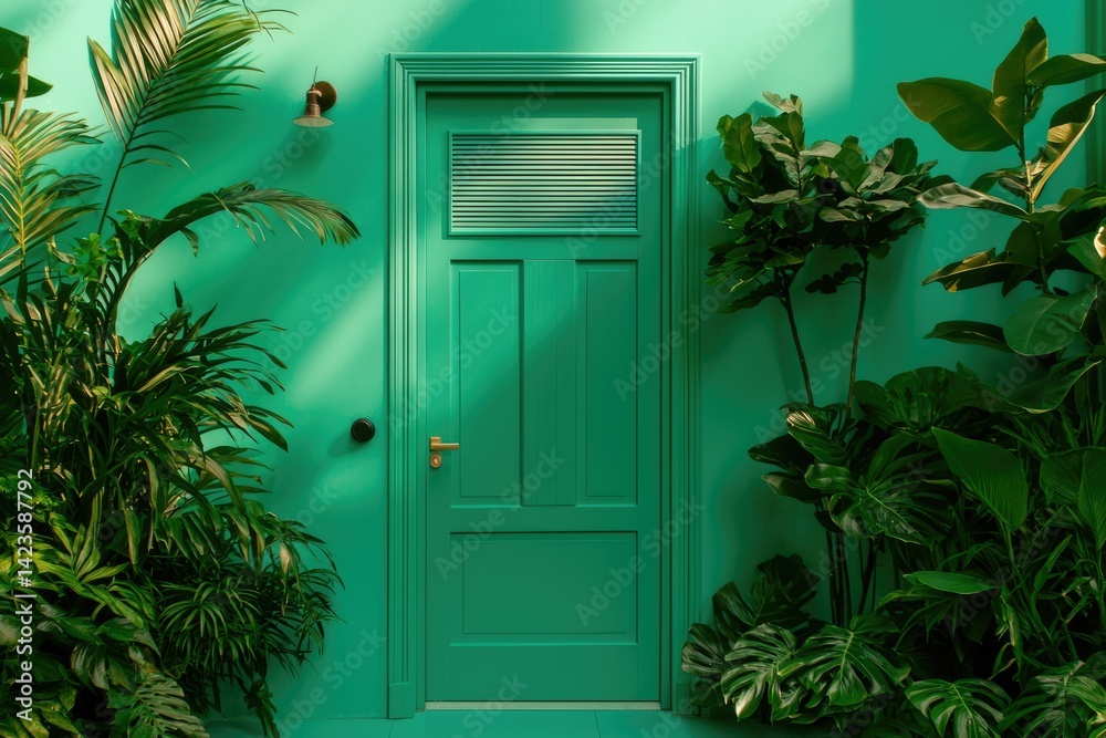 Fototapeta premium Tropical Doorway in Verdant Oasis