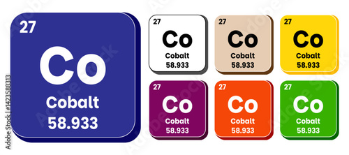 Co, Cobalt element vector icon set, periodic table element. Vector illustration EPS 10 File. Isolated on white background.