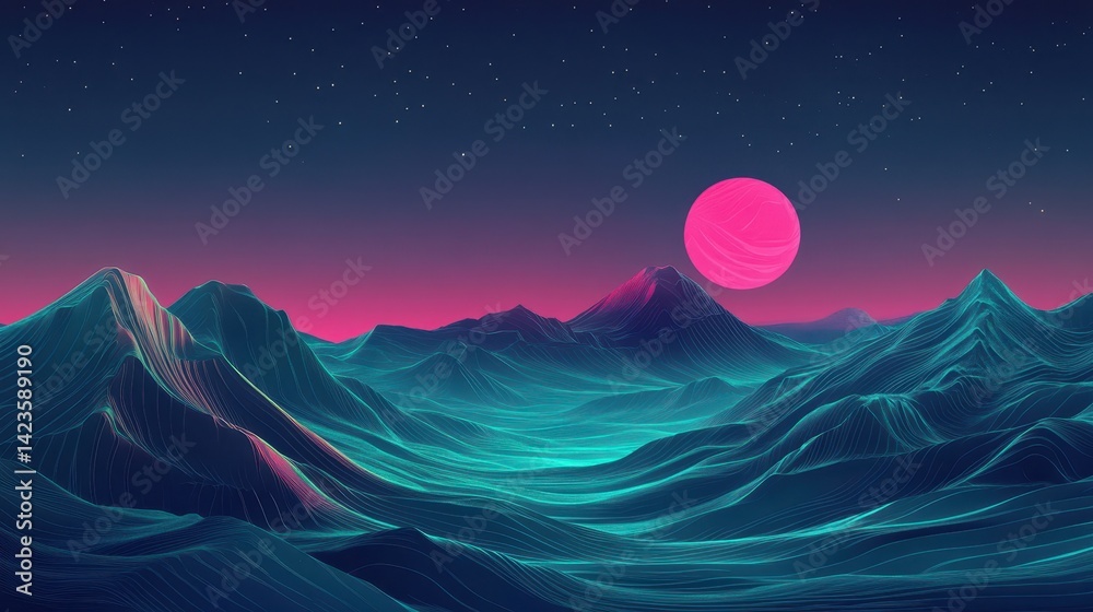 Obraz premium Liquid crystal vaporwave wallpaper with pink and mint waves