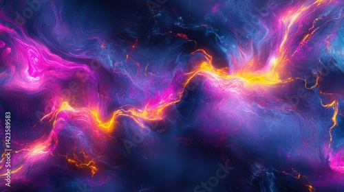 Futuristic marble backdrop with neon yellow abstract glow