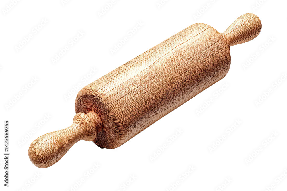 single rolling pin perfectly centered and fully isolated on a plain 