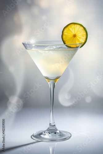 Wallpaper Mural Elegant cocktail in martini glass with lemon slice on a light background. Refreshing drink photography Torontodigital.ca