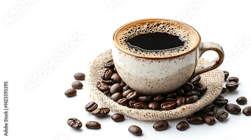 cup of coffee with beans