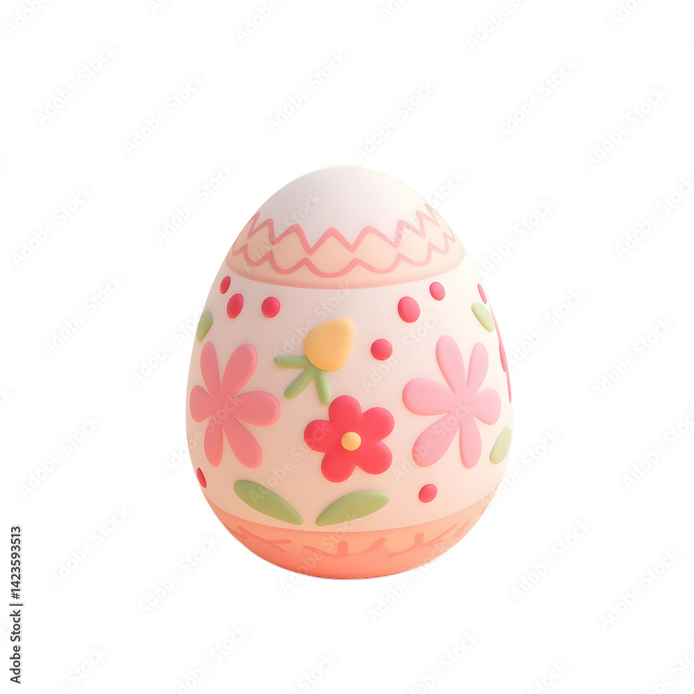 Decorated Easter Egg with Floral Patterns on Soft Background Decorated Easter Egg with Floral Patterns on Soft Background
