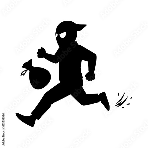 Silhouette of thief vector art