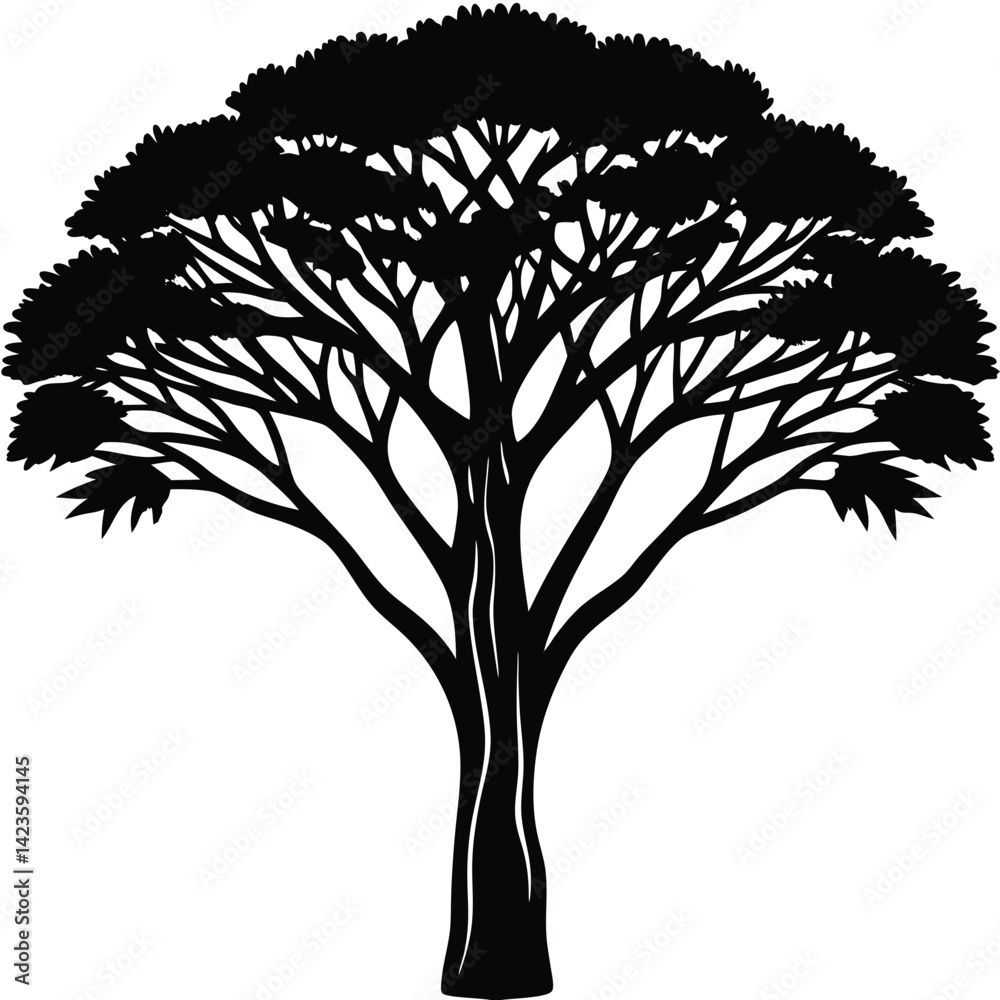 Obraz premium tree with roots with shilloute vector 