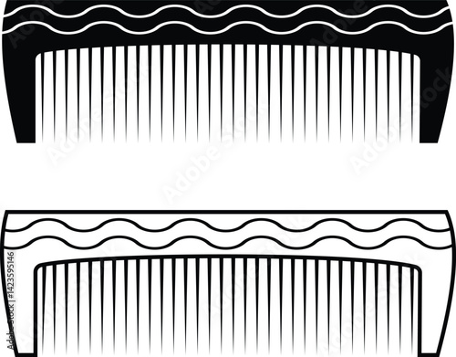 Hair comb or barber comb icon set. Hairbrushes and combs vector collection isolated on transparent background. For combing and styling hair. Hairdressing tool. Hair comb and hair brush.