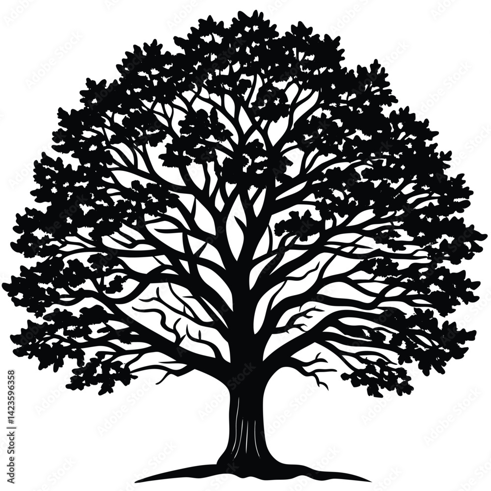 Fototapeta premium tree with roots with shilloute vector 